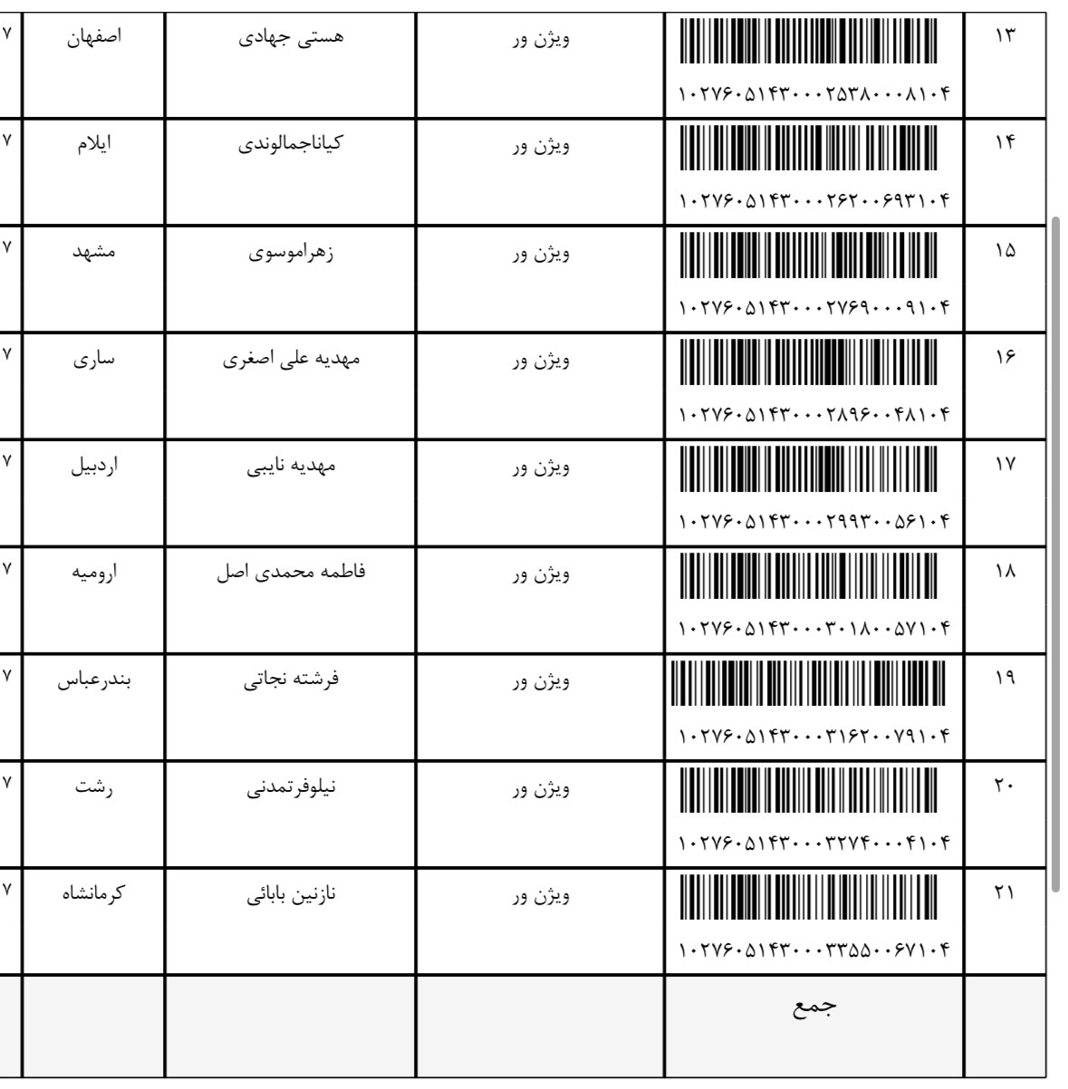 کد رهگیری 19 مرداد